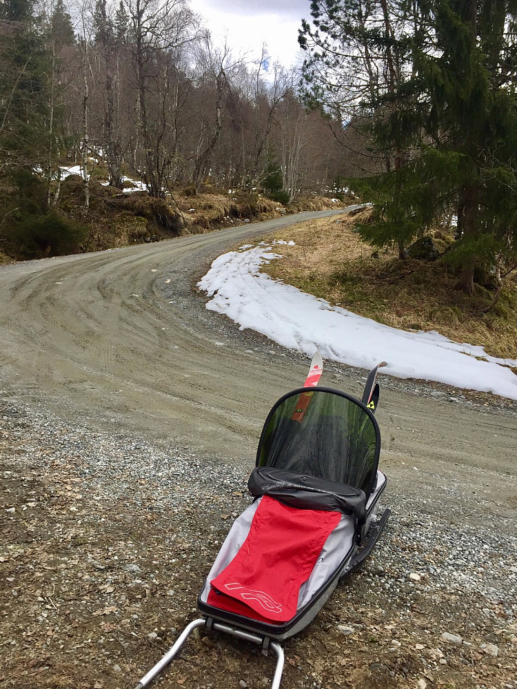 Mye grusdraging med stakkars pulken idag fordi jeg ikke kom meg gjennom et lite snøfelt med peugoten på sommerdekk ..... men men. Vinjar fikk gått litt selv i stedet og det er ikke så dumt ;-)