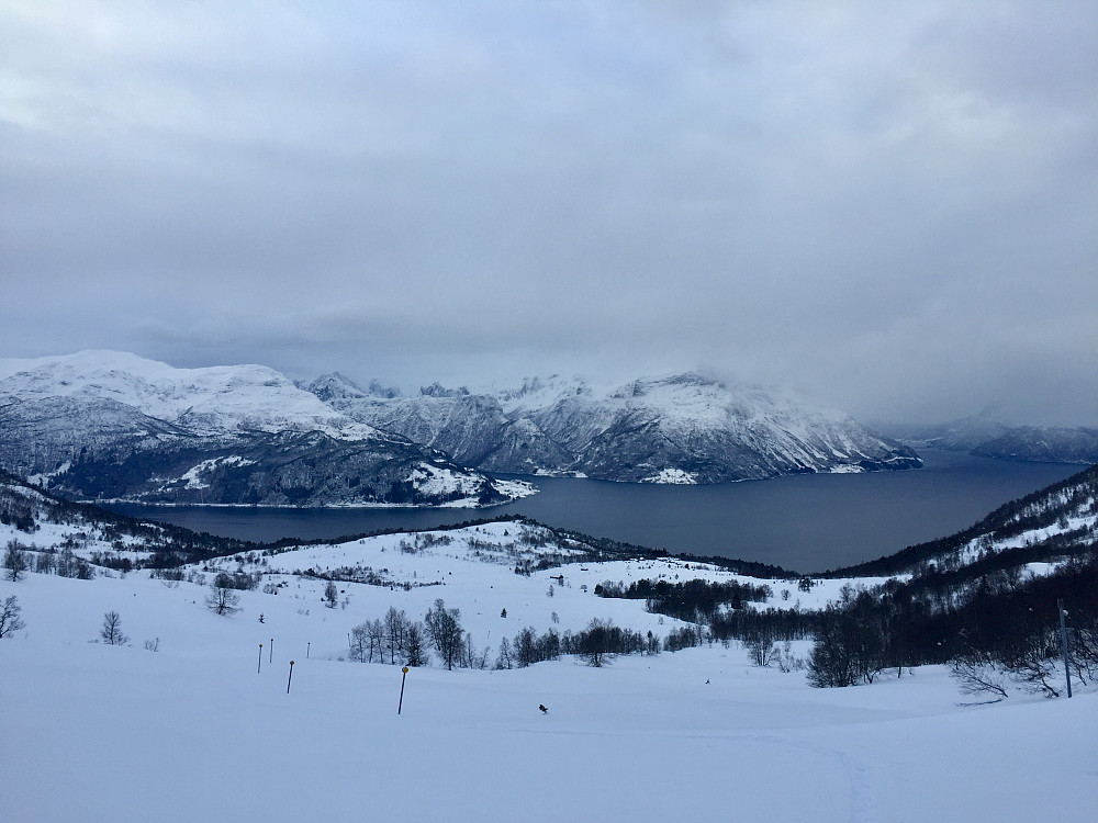 Grått uti fjorden men det ble heldigvis flere gløtt av vakker januarsol underveis!