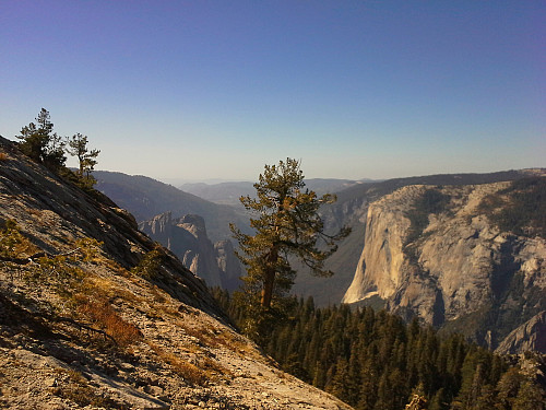 Et utkikkspunkt på stien mot Taft point mot El Capitan