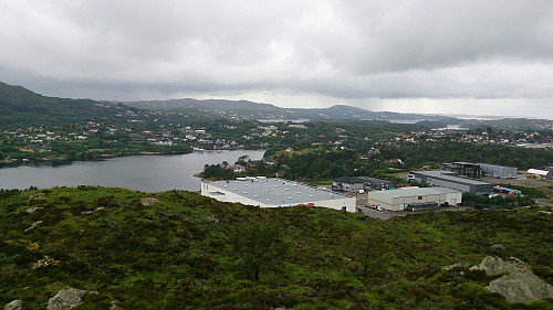 View from Ebbesvikfjellet. Knappskogfjellet and Spjeldsfjellet in the background.