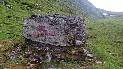 The "sign" indicating the trail towards Skriki/Veten. Skriksvatnet just behind to the right.