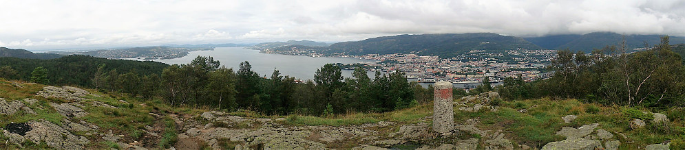 View from the trig marker north of Damsgårdsfjellet