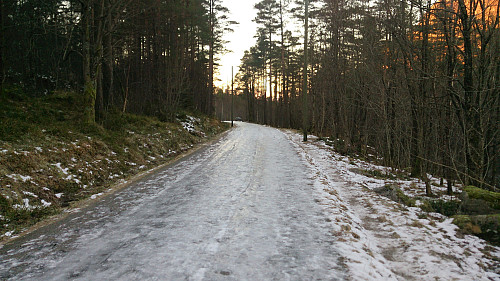 The very icy road between Munkebotsvatnet and Langevatnet...