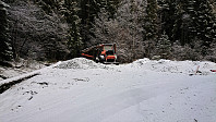 Crossroads hidden by excavator