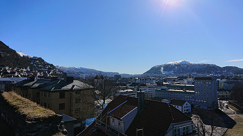 View southeast from Sverresborg. Løvstakken to the right.
