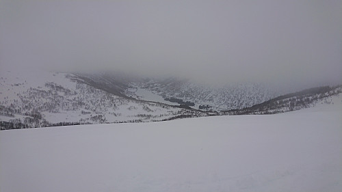 View from Grøssete towards Dalavatnet when the visibility briefly improved
