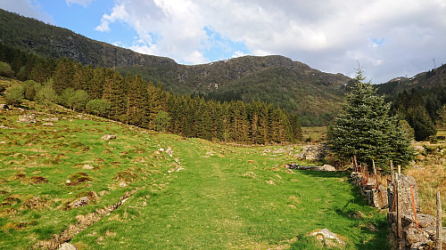 Looking back at Jordalen at the end of the trail down from Stallane
