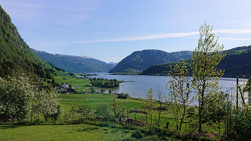 View towards Sogndal from Einehaugen at the end of the hike