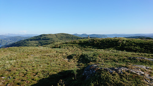 The cairn at Krossane seen from the most likely highest point at Krossane