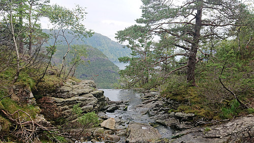 Above Stegafossen. Not a lot of water, so easy to cross today.