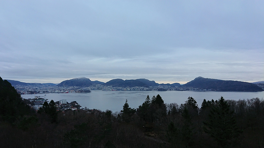 View toward the Bergen city center from above Hellen festning