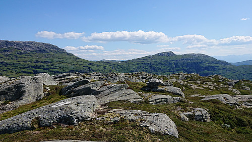 Southeast from Storafjellet. Folgefonna in the background. Byrkjefjellet to the right.