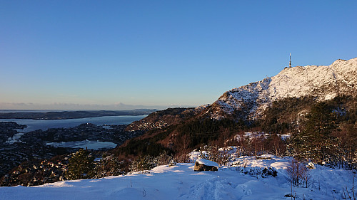Looking back at Ulriken from the ascent
