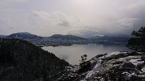 Løvstakken, Damsgårdsfjellet and Lyderhorn from the ascent to Håmanen