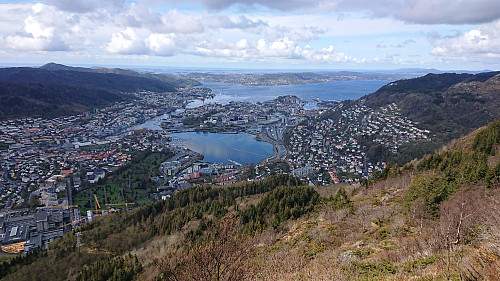 View towards the city center from the ascent to Ulriken