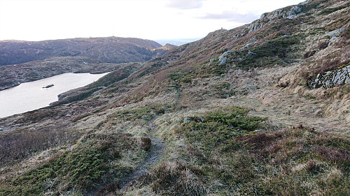 Looking back toward Langelivatnet from the ruins of Solhaug