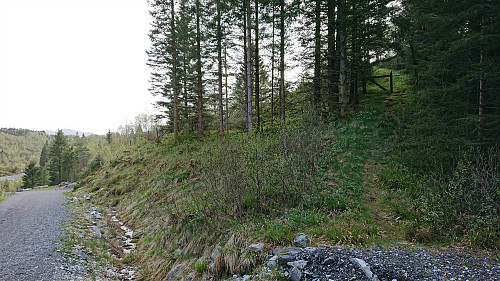 The start of the trail to Laksevåg Røde Kors Hjelpekorps' hytte