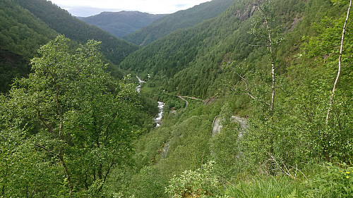 Looking down at the winding road up from Ardalen