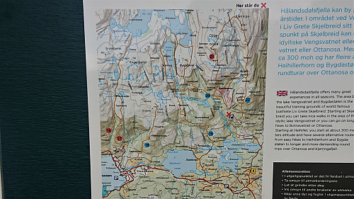 Part of map at the Bygdastølen parking lot