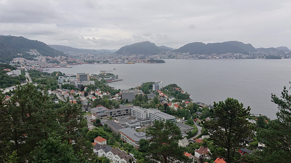 View towards the city center from the trig marker at Furukammen