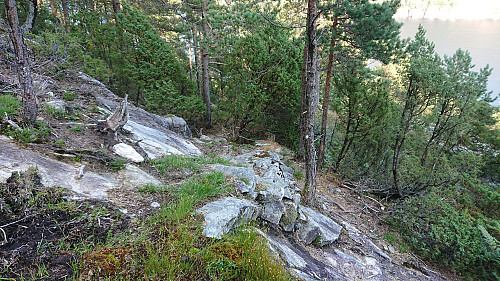 Man-made steps from the descent
