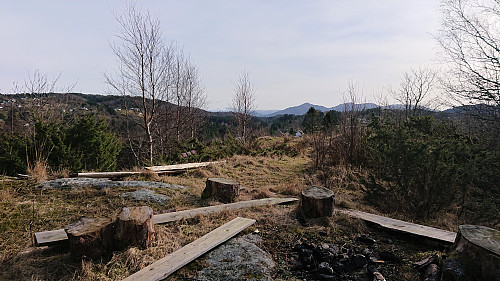 The summit area at Storhøyen. View south with Veten (in Åsane) in the background.