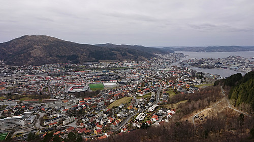 Landås (and more) from Orrehaugane with Løvstakken to the left