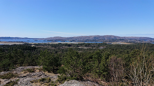Flesland from Hammarslandsfjellet with Liatårnet and more in the background