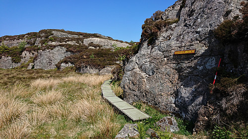The marked trailhead for Fedjebjørnen