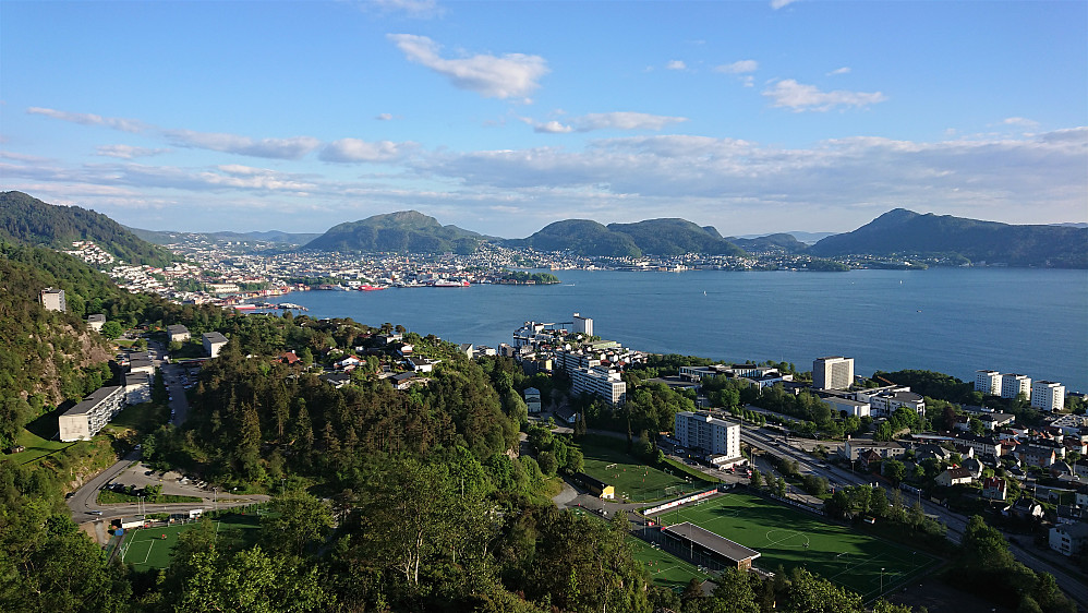 Towards the city Bergen center from Rognåsen