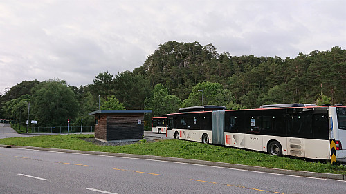Looking back up at Hesjaholten from the bus stop with the same name