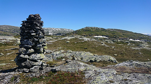 Grønahaugen from the west from a large cairn on an unnamed hill