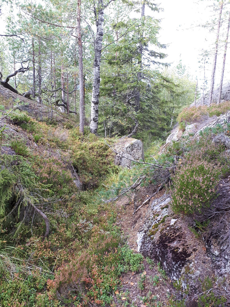 |Kløfta vi måtte passere mellom toppene