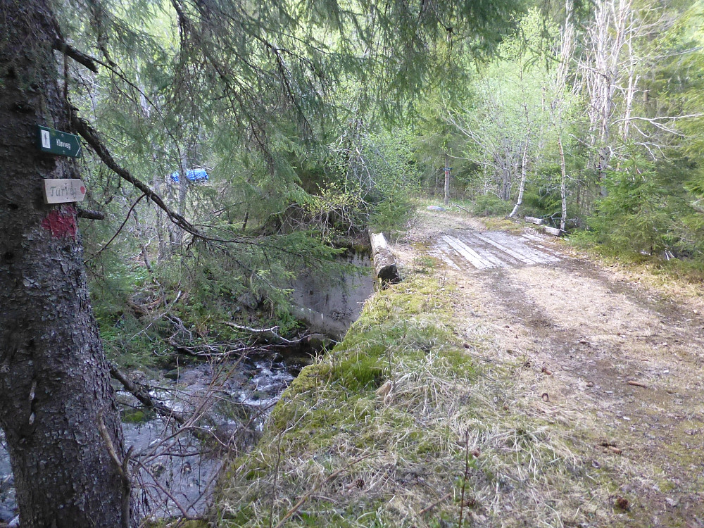 Brua over elva og vi går fra kjerreveg til kløvveg