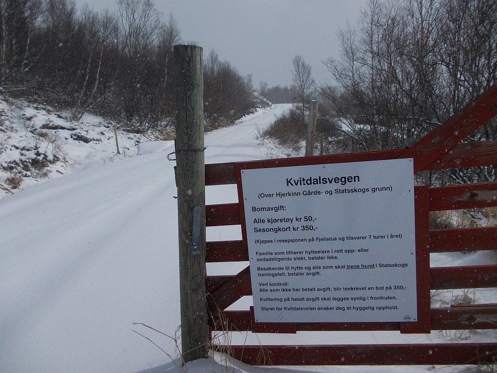 Kvitdalsvegen er bomveg