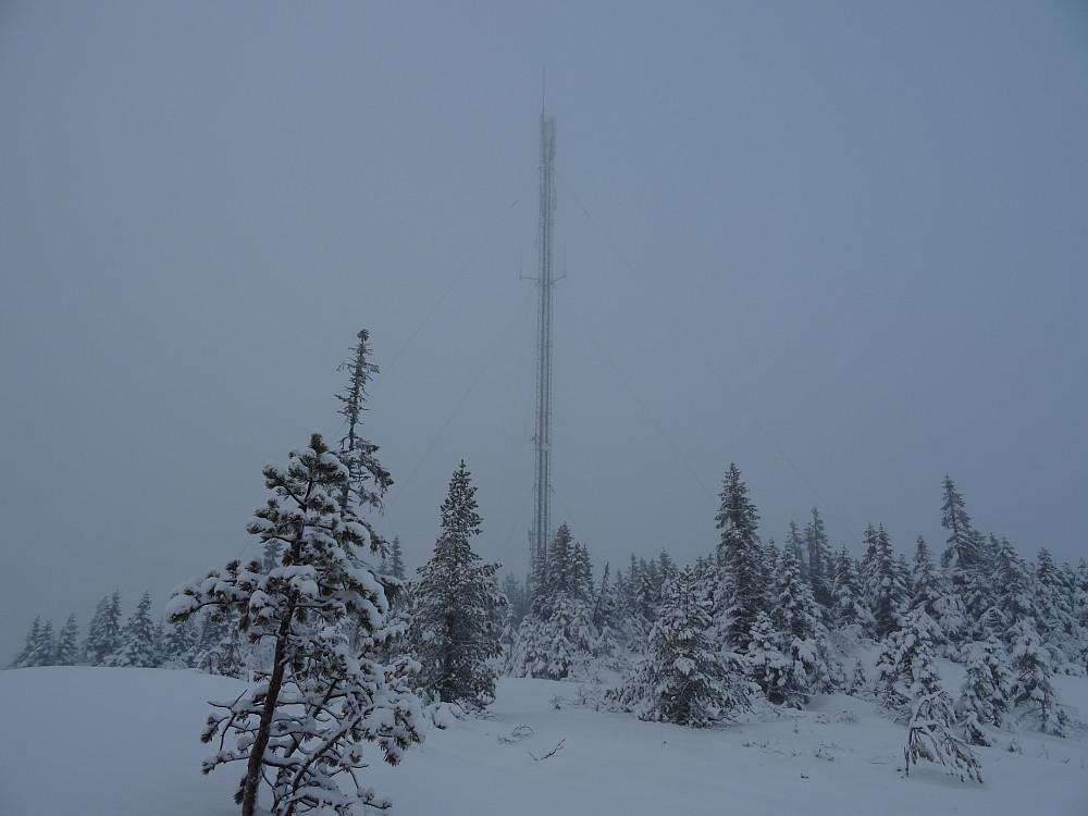 Toppen av Vattatuva med høy telemast nærmer seg