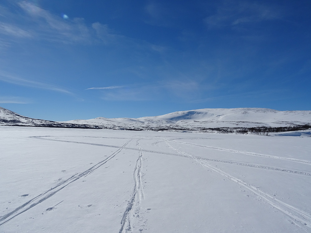 På ski over isen på Grønsjøen