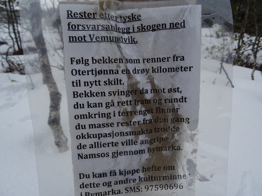Infoskilt om tyske forsvarsanlegg (Otertjønna)