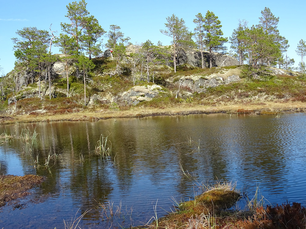 Toppen av Bukamyrfjellet med ei lita tjønn under