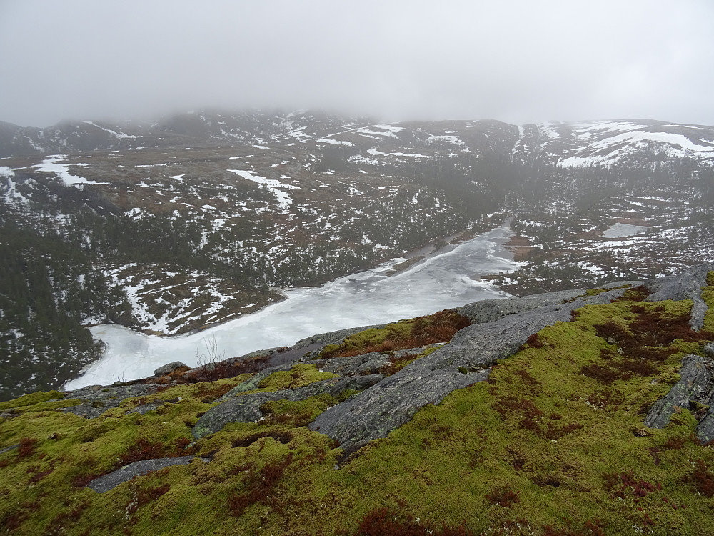 Utsikt fra tjønna på Brennfjellet mot Bjørndalsvatnet