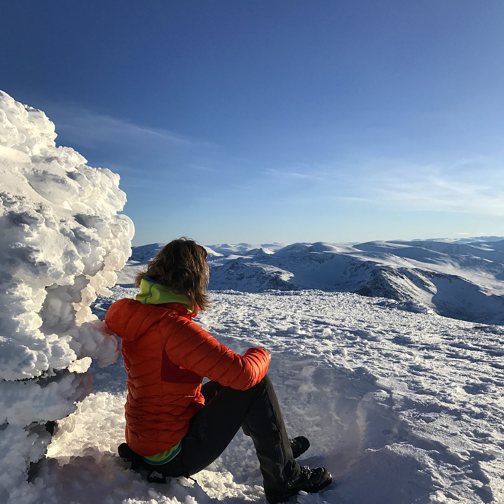 Vindstille og fin utsikt til fjellheimen :)