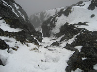 Toppen av renna opp til Mjølkedalstind